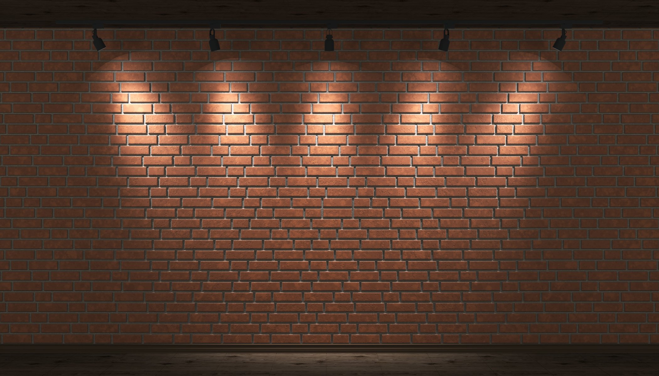 Brown Brick Wall with Spotlight Texture Background