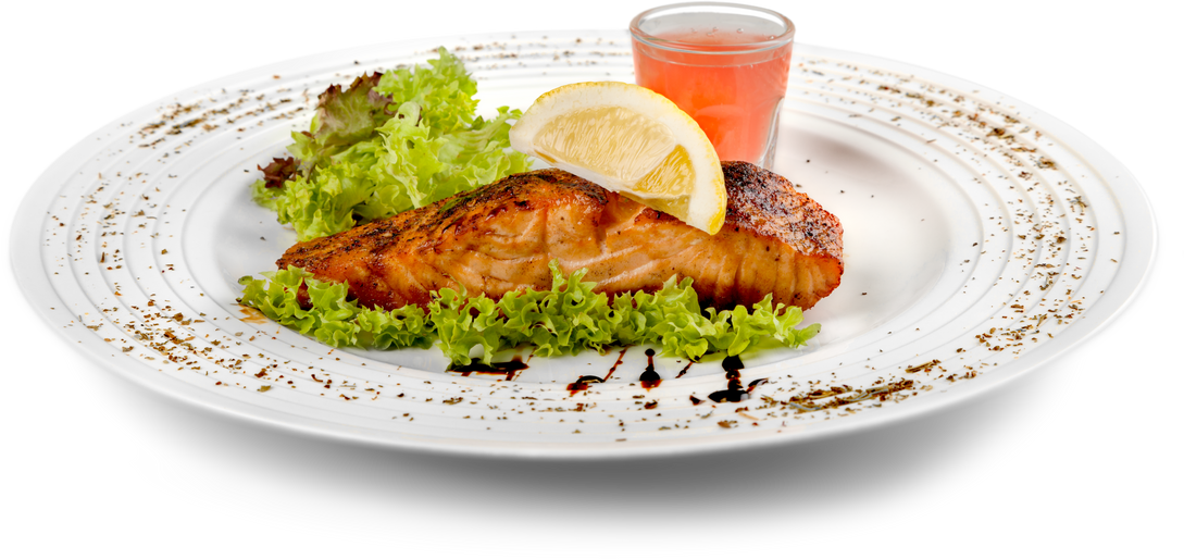 Salmon Steak with Green Salad